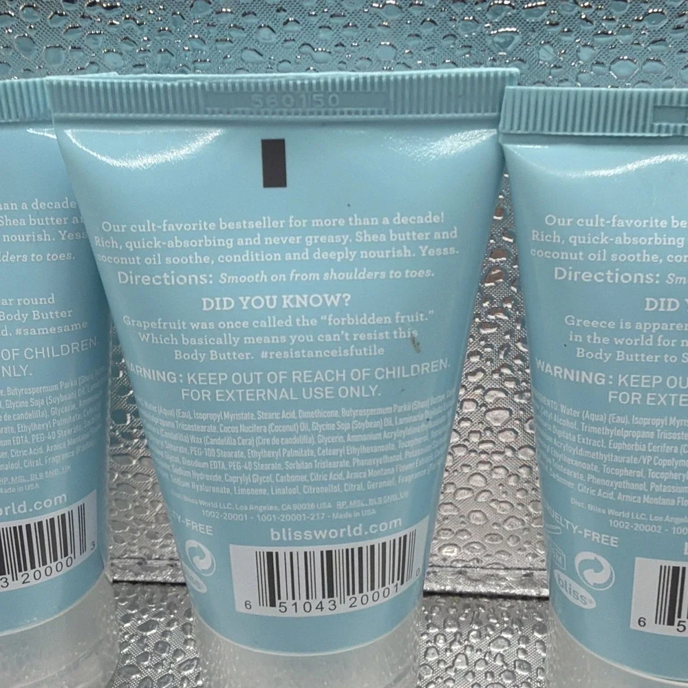 Lot of (3) BLISS Lemon Sage, Grapefruit Aloe Naked Body Butter - 1.7 Oz‎ Each